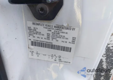 2015 Ford F-350 Chassis Xl из США, поврежденный, VIN 1FDBF3E62FEB64086